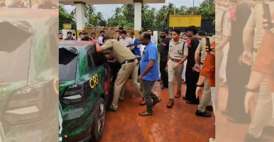 A screenshot showing the police attempting to arrest the youth involved in illegal car racing. Photo: Special arrangement