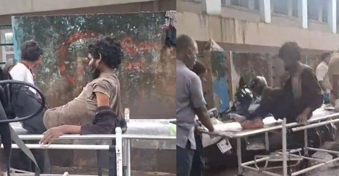 The man suffering from severe maggot-infested wounds in Kochi. Photo: Special Arrangement