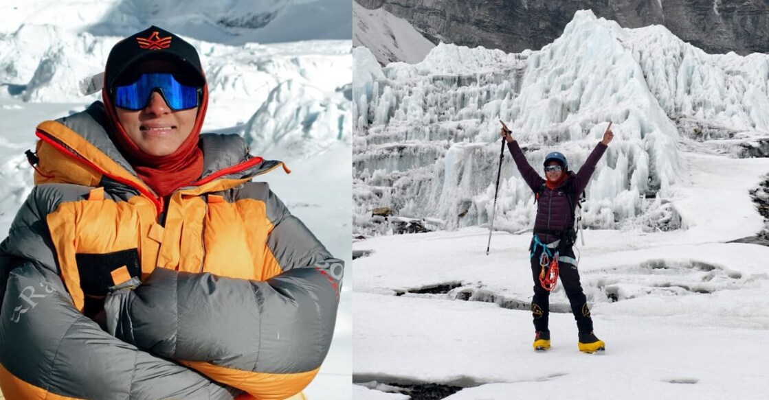 Zuhra Cherukappalli during her expedition to the summit of Mount Everest. Photo: Special Arrangement