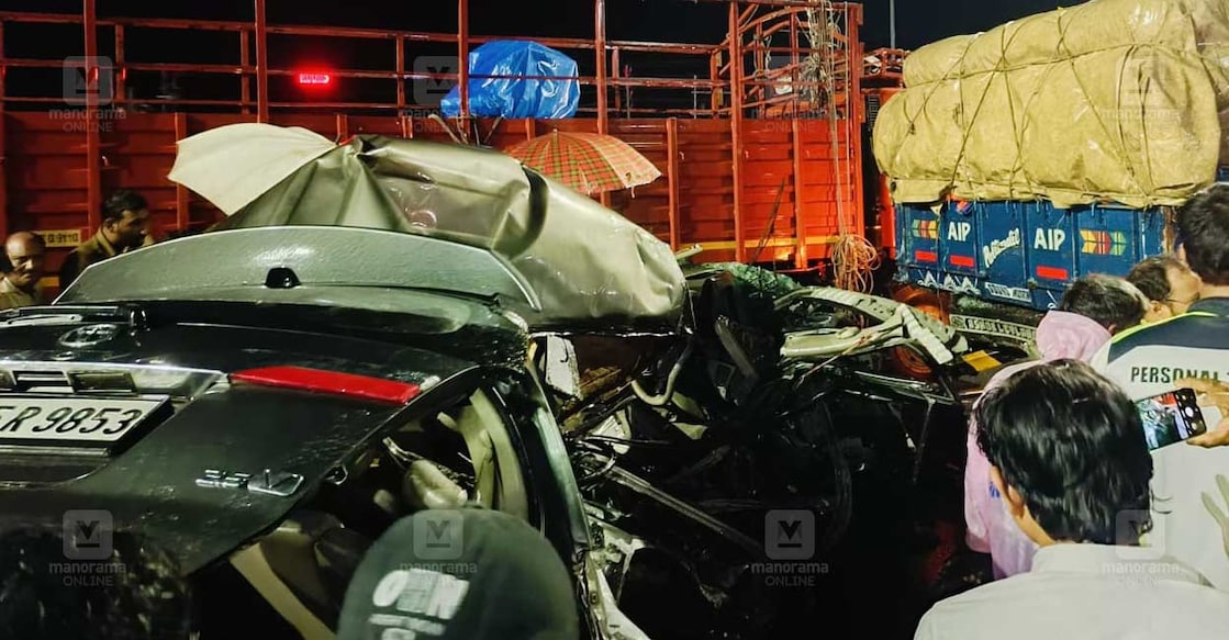 The car involved in the accident. Photo: Manorama