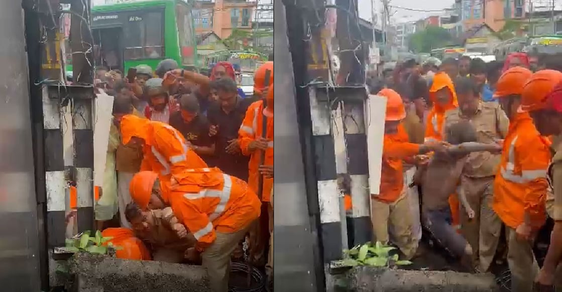 Fire and Rescue team rescuing a 26-year-old man. Photo: Special Arrangement