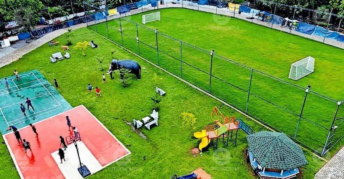 The newly-opened Happiness Park at Para near Kuruppampady, where residents can enjoy a range of sports and recreational facilities completely free of charge. Photo: Special arrangement