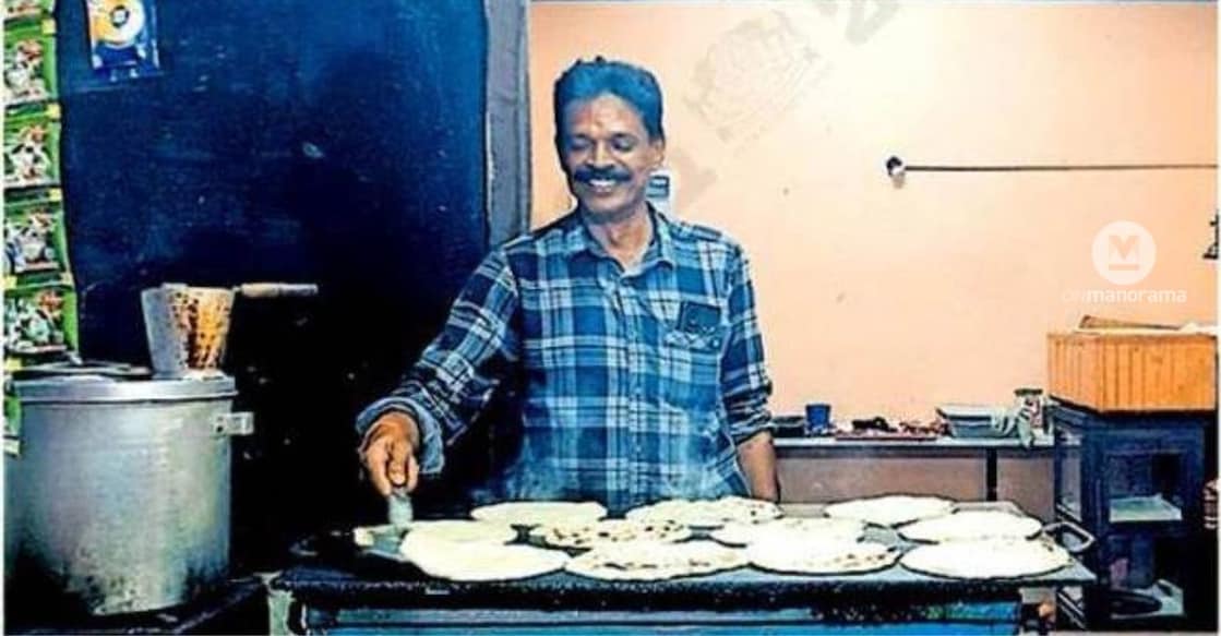 Bharanikkavu panchayat member P G Sreekumar at his way-side eatery. Photo: Special Arrangement