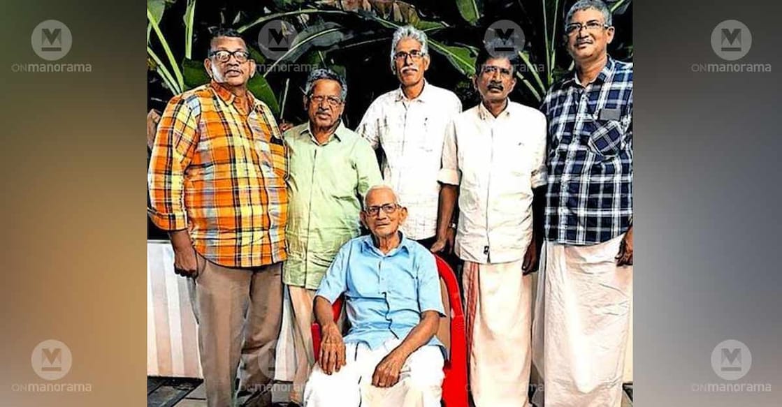 Esthappanos, who is celebrating his 110th birthday on Sunday, with members of his family. Photo: Special arrangement