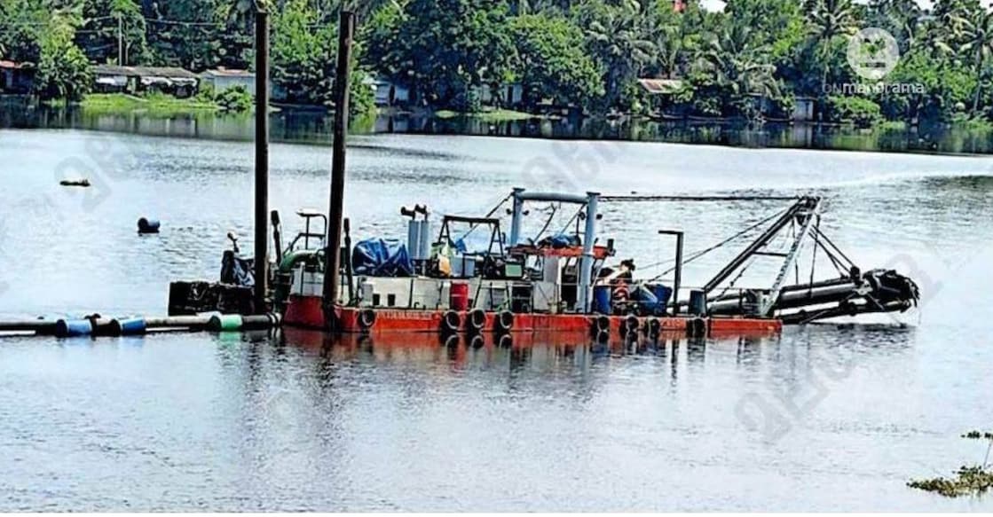 A dredger anchored in spillway canal. Photo: Special arrangement