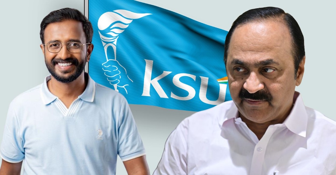 KSU state president Aloshious Xavier (L) and Chief Minister V D Satheesan. Photo: Manorama