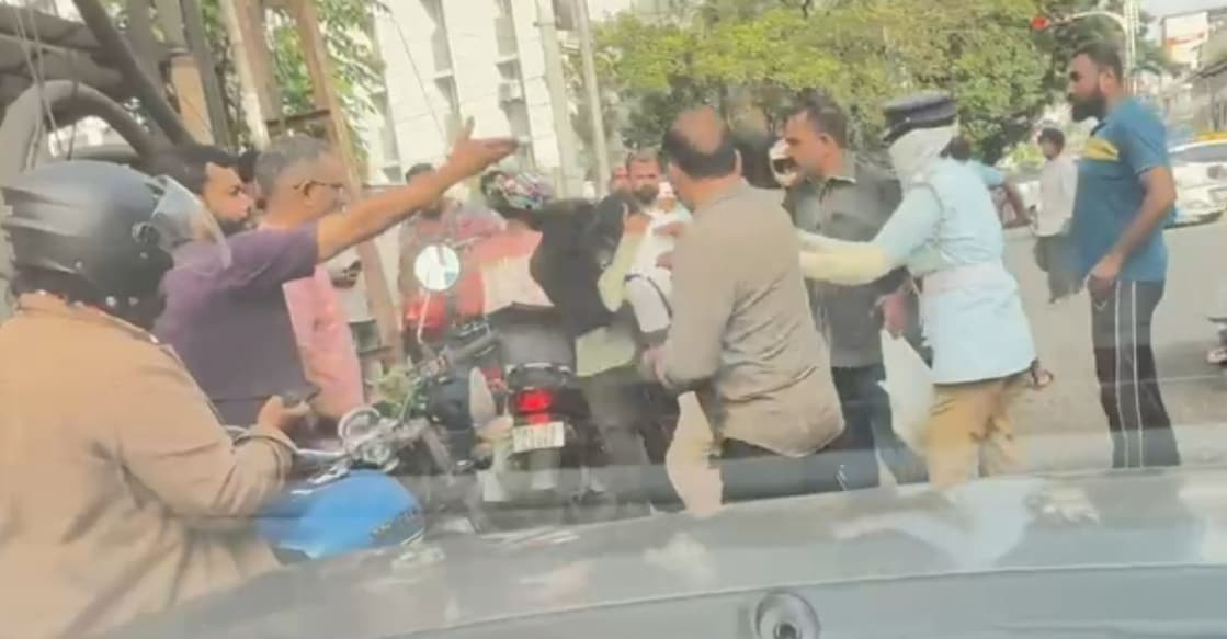 A screengrab of the visuals of the assault by Ajesh on Grade Assistant Sub-Inspector Uthamkumar. Photo: Special Arrangement