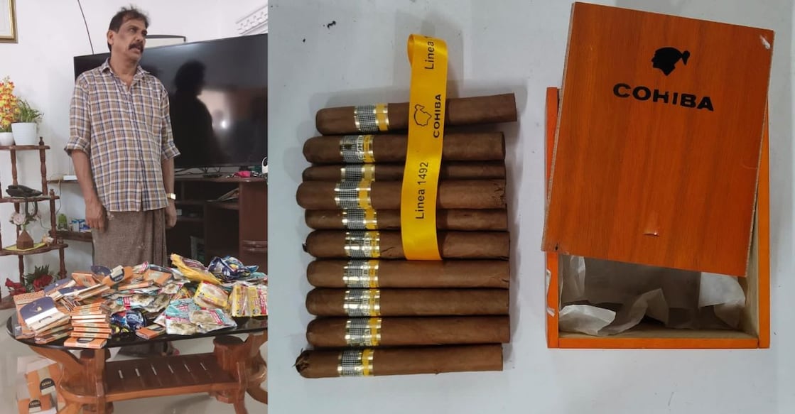 The accused Karisheri Majeed Hashim and the contraband seized from him. Photo: Special arrangement