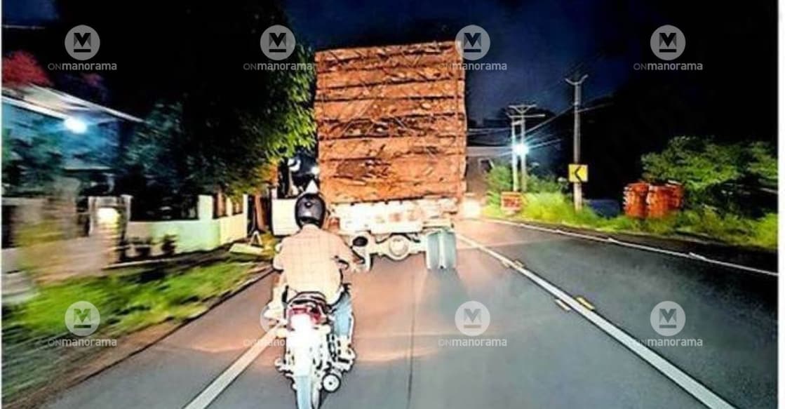 A timber lorry with its number plate folded, travelling along the MC Road. Photo: Special Arrangement.
