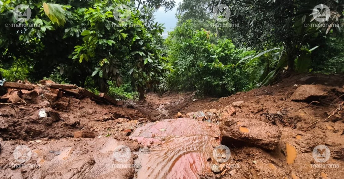The landslide that struck Morkkad in Idukki's Kudayathoor on Saturday. Photo: Manorama