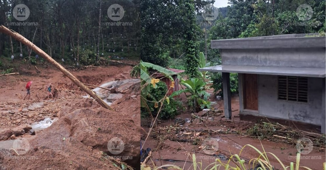 The landslide that occurred at Moonilavu in Kottayam. Photo: Manorama