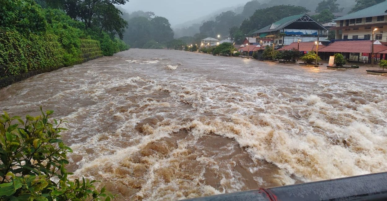 The Pamba river after water level rose following heavy rain. Photo: Manorama