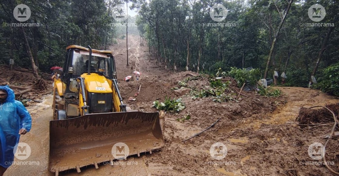 The site where the landslide occurred in Kottayam's Poonjar. Photo: Manorama