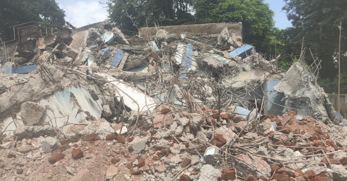 The debris from the collapsed water tank. Photo: Special arrangement