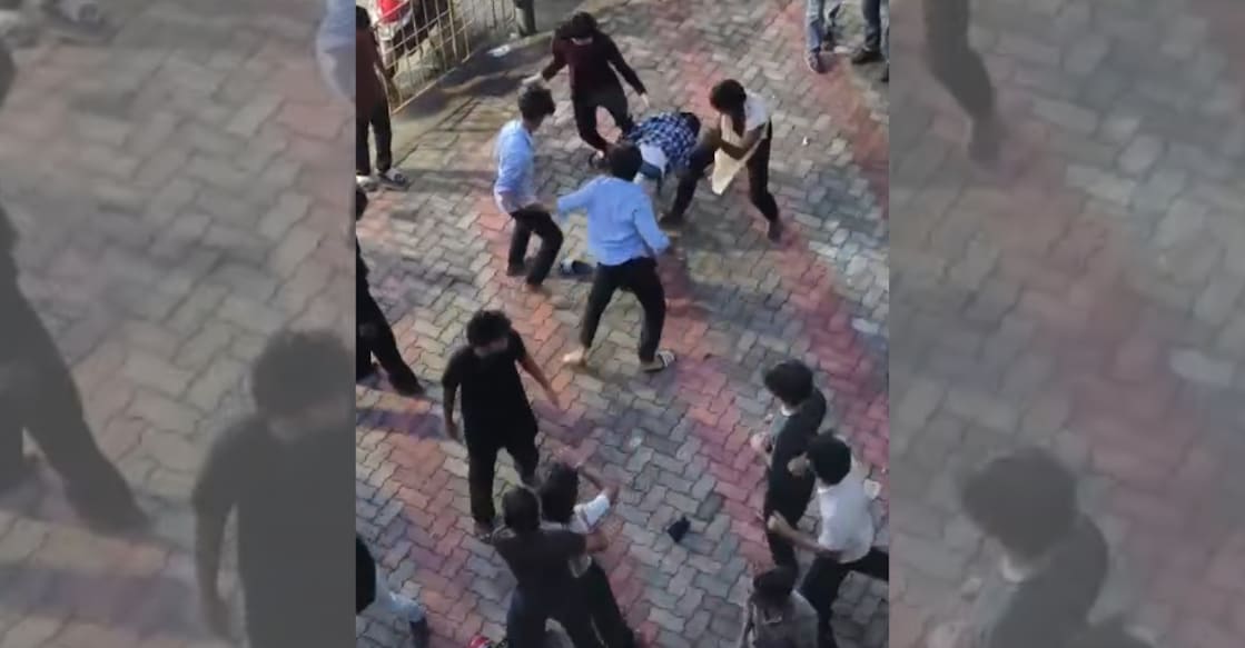 A screengrab showing the college students clashing with each other. Photo: Special arrangement