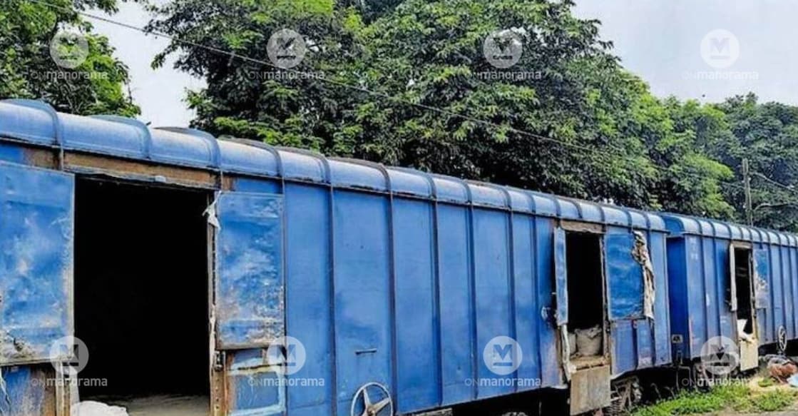 The freight unloading area at Chalakudy railway station where the lorry driver suffered an electric shock from the overhead power line on Thursday. Photo: Special Arrangement.