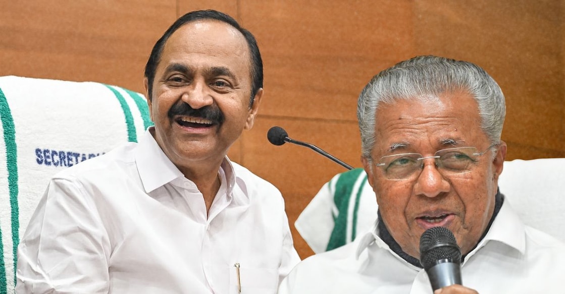 V D Satheesan, Pinarayi Vijayan. Photos: File/ Manorama.