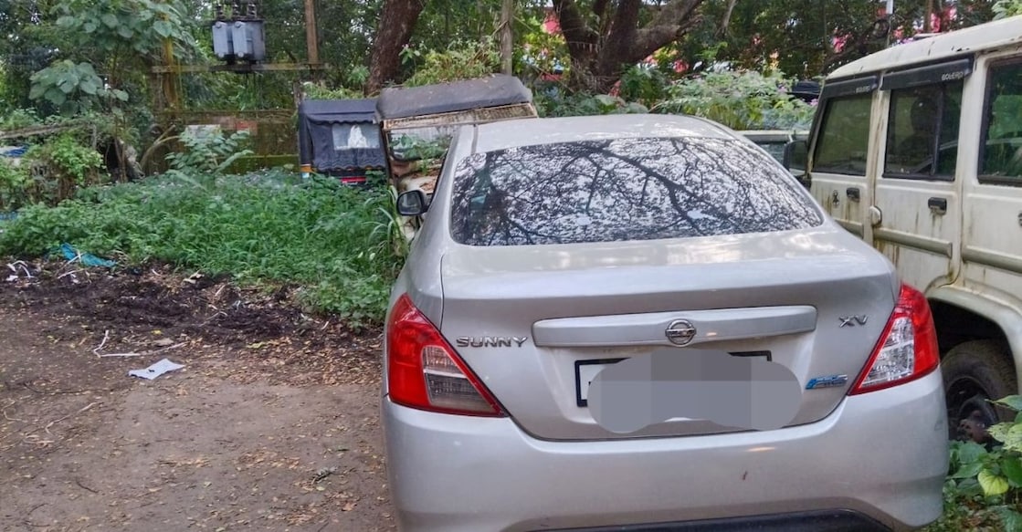 The car seized as part of the anti-narcotics operation in Kondotty. Photo: Special Arrangement. 