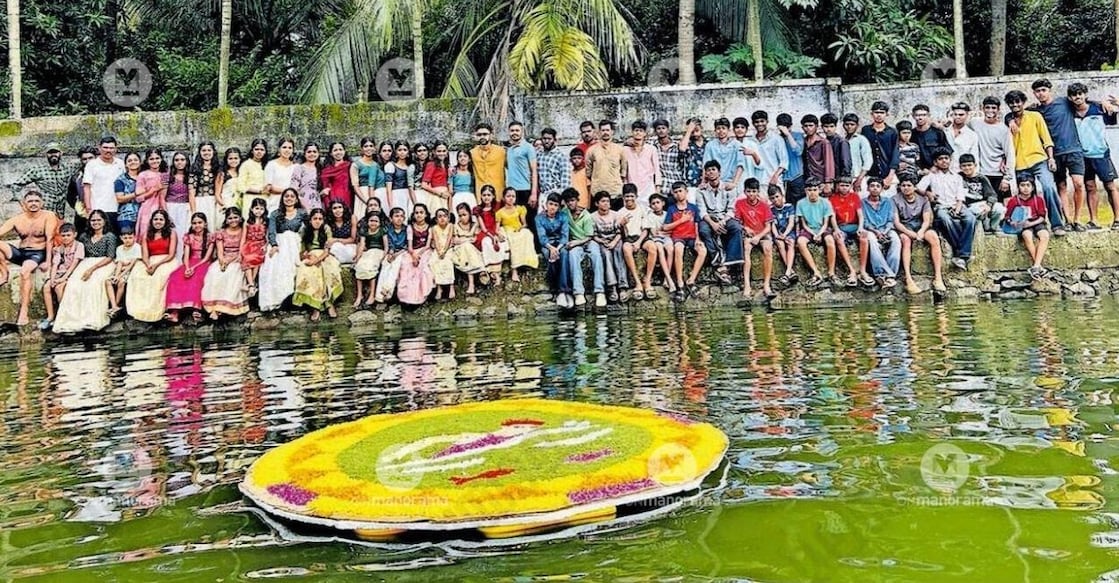 Floating pookkalam. Image: Special Arrangement.