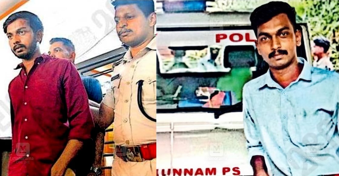A combination image showing Adithyan P Kishore, who was arrested in the POCSO case (L), and the photograph he used to impersonate as an IPS officer. Photo: Manorama