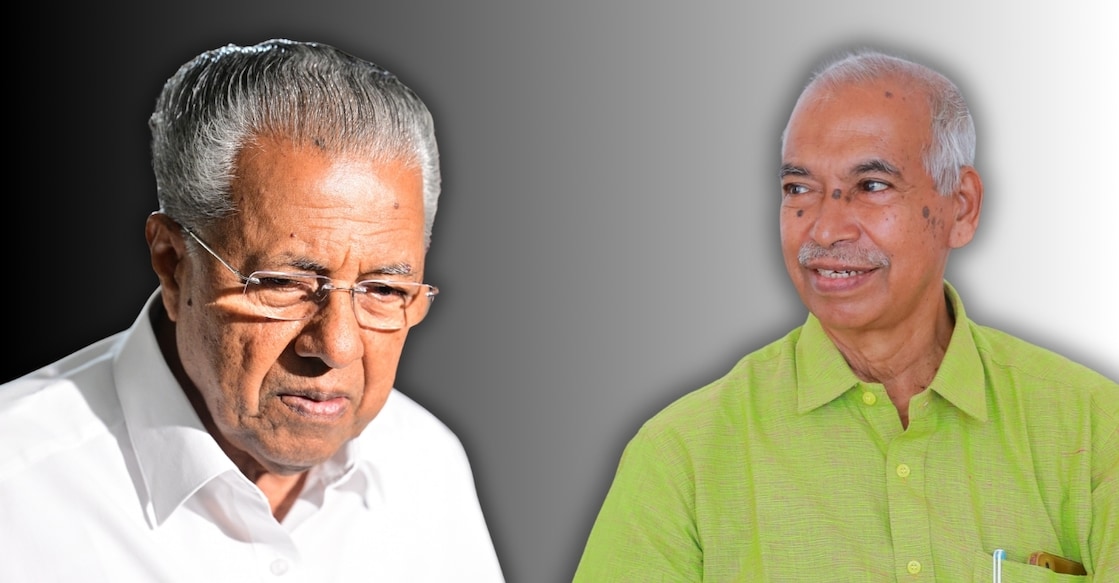 Pinarayi Vijayan and V Kunhikrishnan. Photo: Manorama/Canva