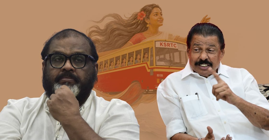 Transport Minister C P John and CPM State Secretary M V Govindan. Photo: Canva