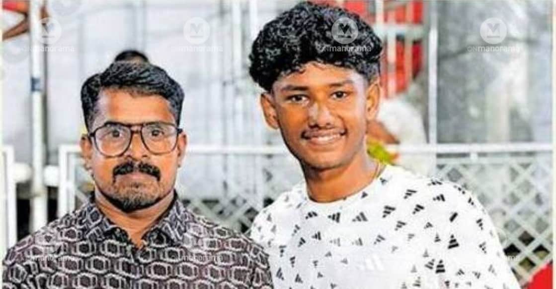J Nived Krishna, who has been selected to represent India at the World Athletics U20 Championships in Eugene, Oregon, with his coach M Aravindakshan. Photo: Special Arrangement.