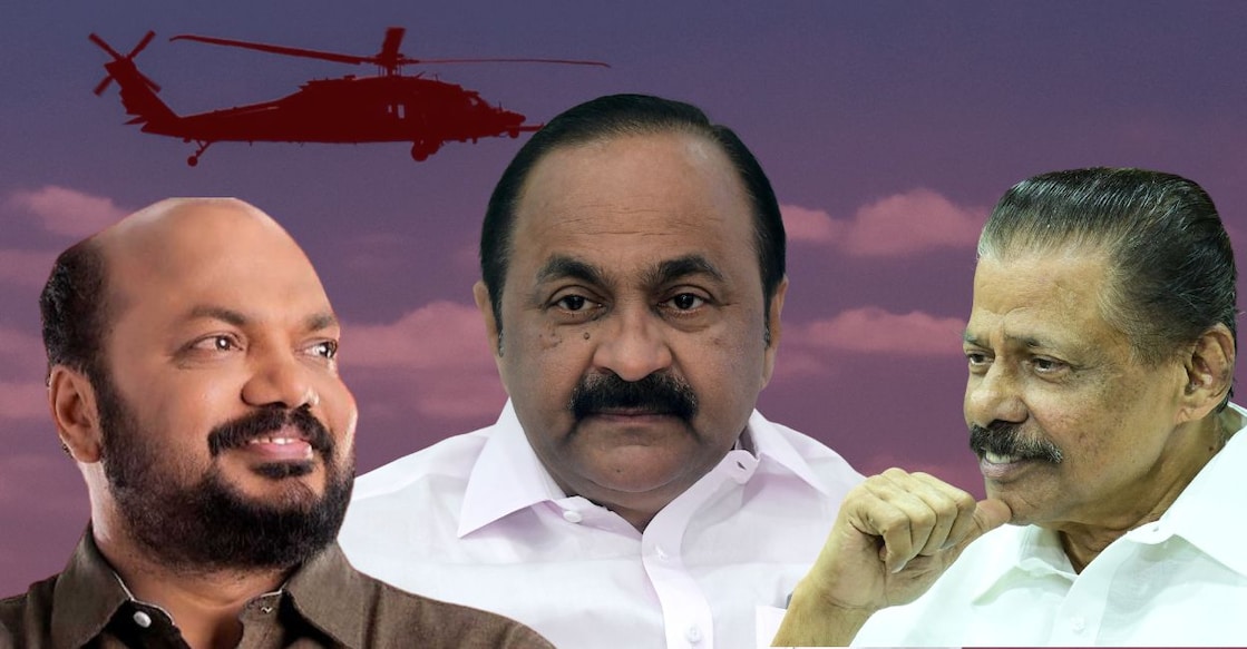 CPM leader P Rajeeve, Chief Minister V D Satheesan and CPM State Secretary M V Govindan. Photo: Manorama/Canva