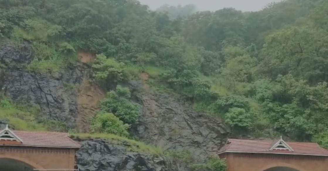 The area near the entrance to the Kuthiran Tunnel on the Thrissur side, where a minor landslip occurred on Friday morning. Photo: Special Arrangement.