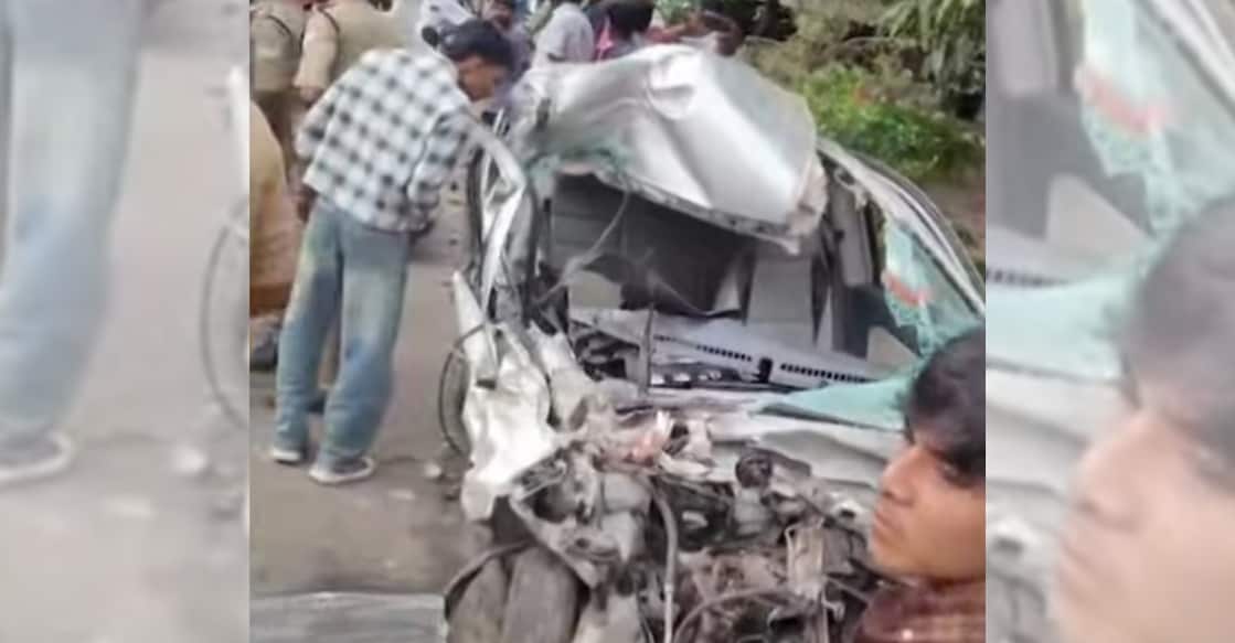 A screengrab showing the car involved in the accident. Photo: Manorama News