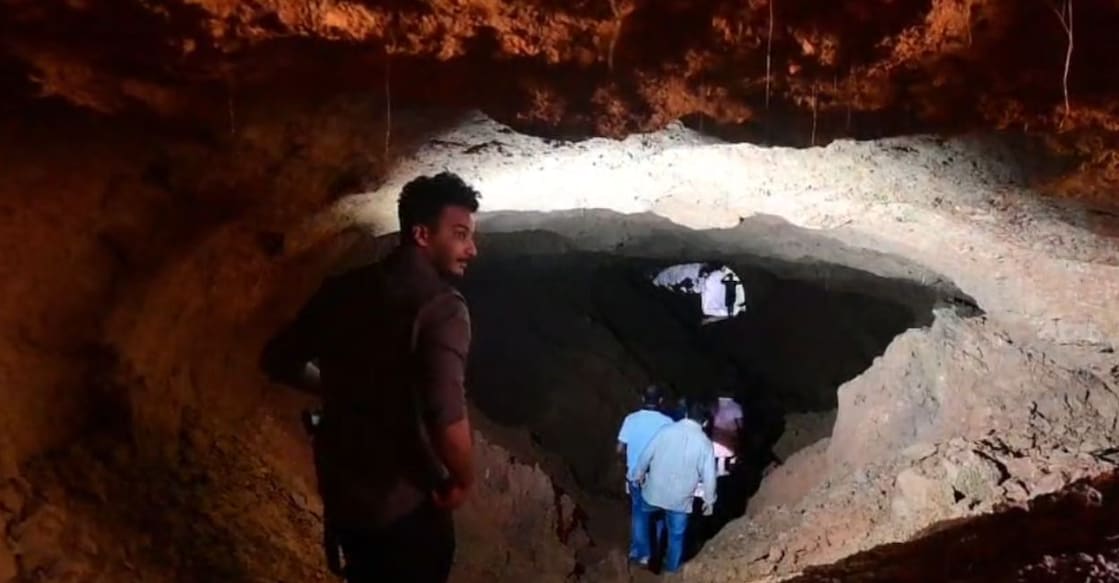 The underground tunnel discovered beneath Sadan K and Ramya’s house. Photo: Special arrangement