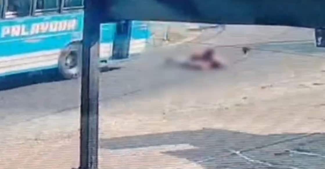 A CCTV screengrab showing Fathima on the road after falling from the moving bus. Photo: Special Arrangement.