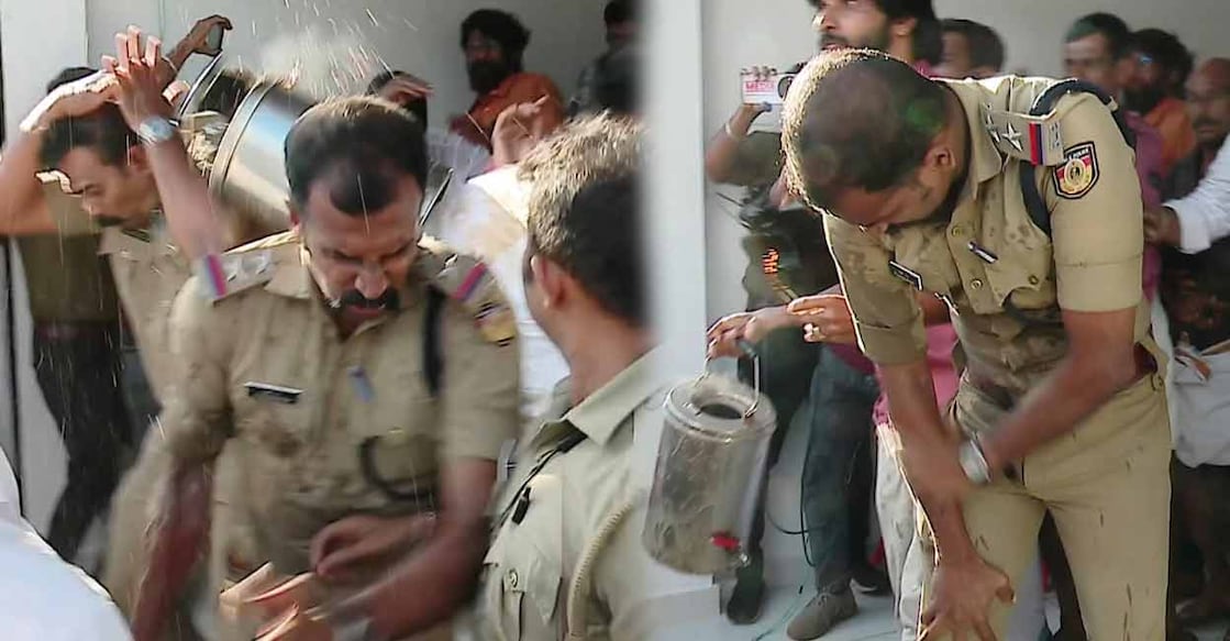 Cops assaulted with dispenser containing hot tea. Photo: Special arrangement