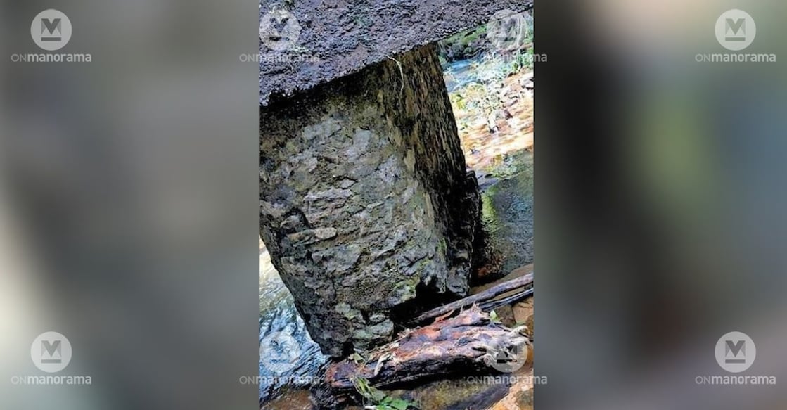 The damaged bridge on the Moonnam Mile–Ancham Mile Unnathi Road. Photo: Manorama