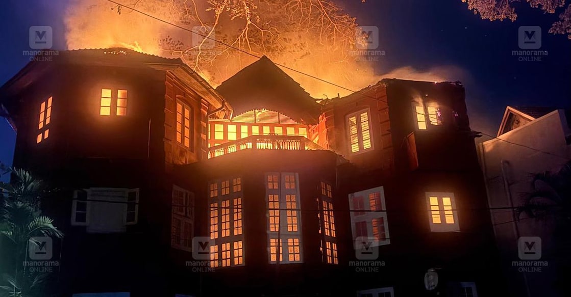 The fire at Koder House in Kochi. Photo: Manorama