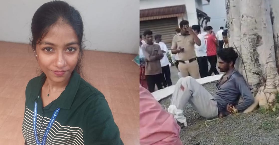A combination image showing Dilsha (L) and Jithu being held by the police. Photo: Manorama Online/Special arrangement