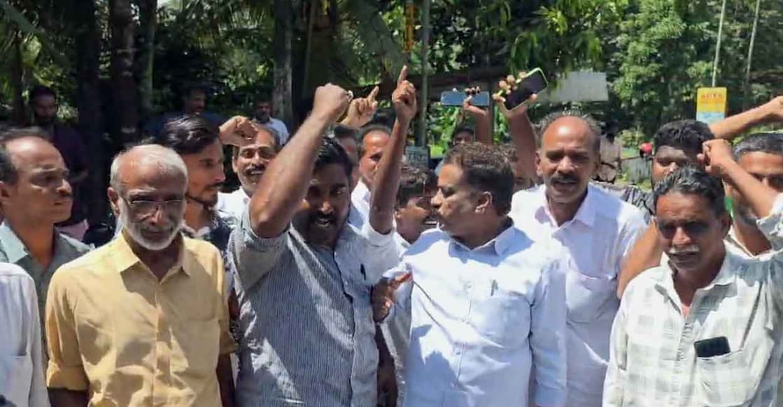 UDF activists celebrate after victory in Thrissur. Photo: Special arrangement