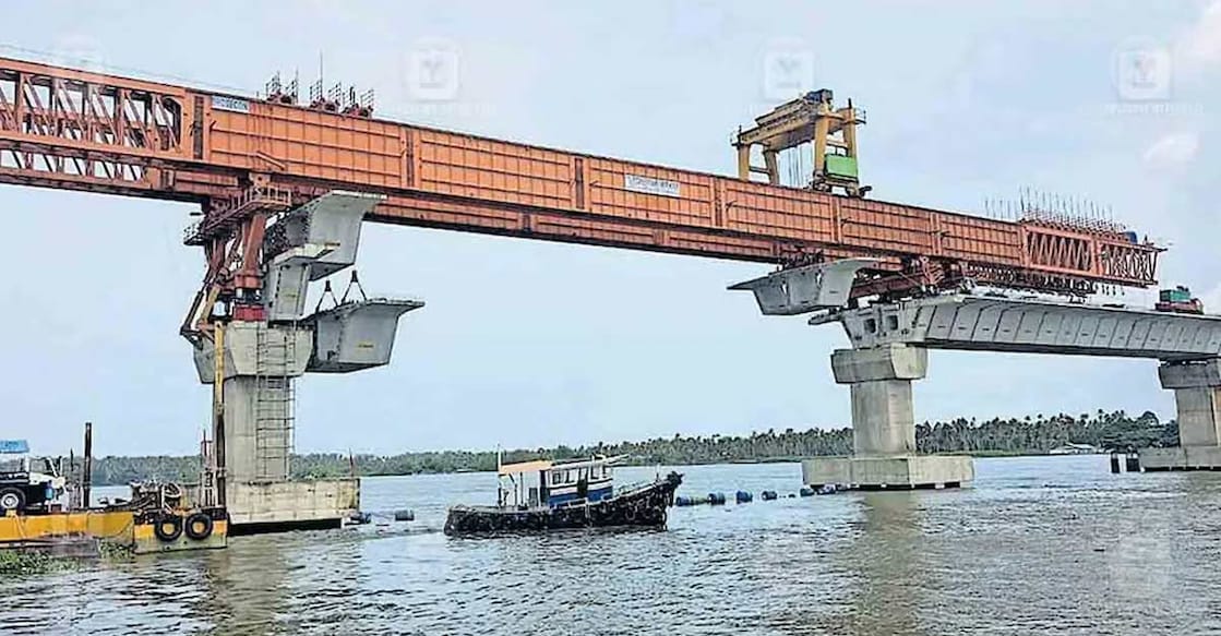 Construction of the Azhikode-Munambam bridge in progress. Photo: Special arrangement