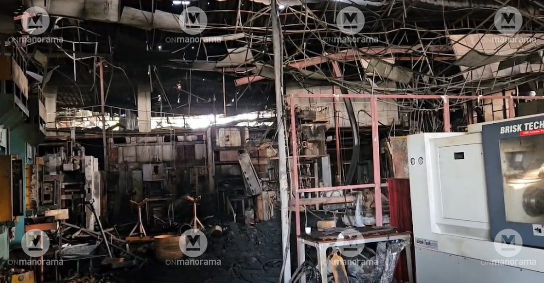 Fire leaves the Edamuttam unit completely gutted, with machinery and equipment reduced to ashes. Photo: Special Arrangement.
