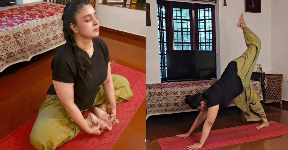 Samyuktha Varma during her yoga practice. Photo: Instagram/@samyukthavarma