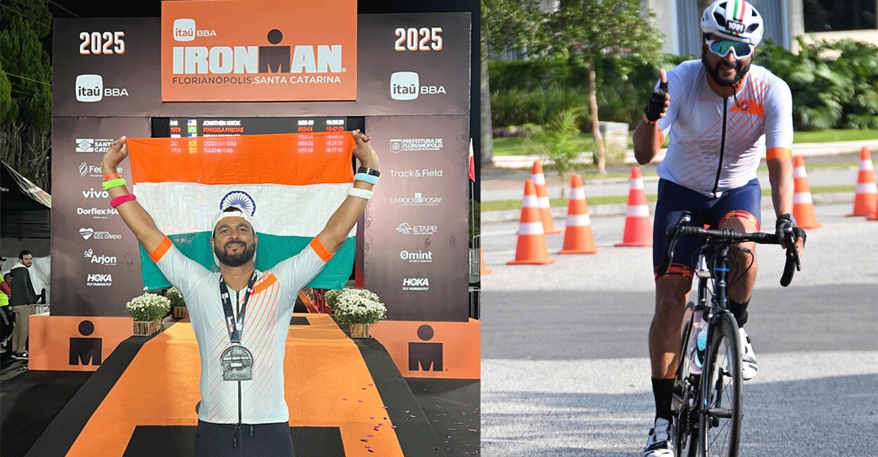 Suresh Sam Chandy during his Ironman triathlon in Brazil