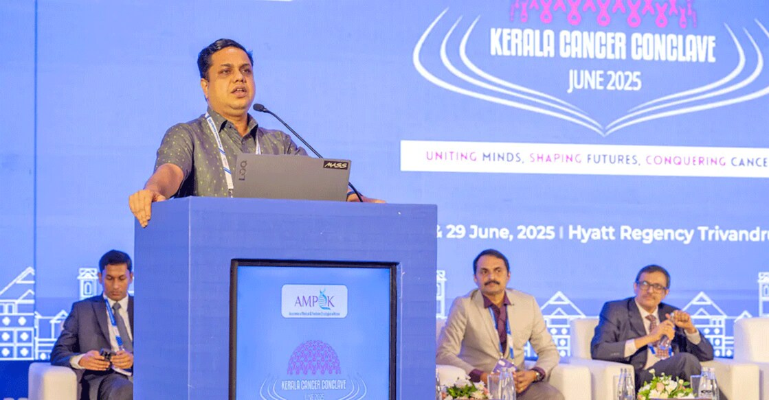 Kerala Speaker AN Shamseer at the Kerala Cancer Conclave 2025: Photo: Manorama