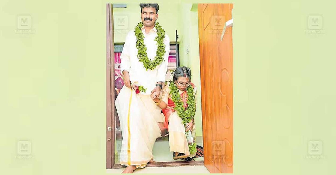 Pragesh and Simi during their wedding. Photo: Special Arrangement