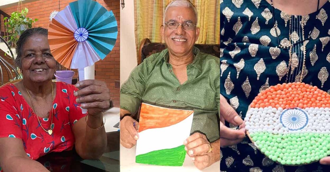 A few of the patients at Ease Dementia engage in I-Day-related crafts. Photo: Instagram/@easedementia_