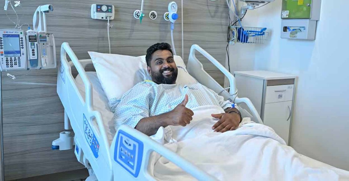 Sharon Cheriyan after his successful surgery. Photo: Special Arrangement/Burjeel
