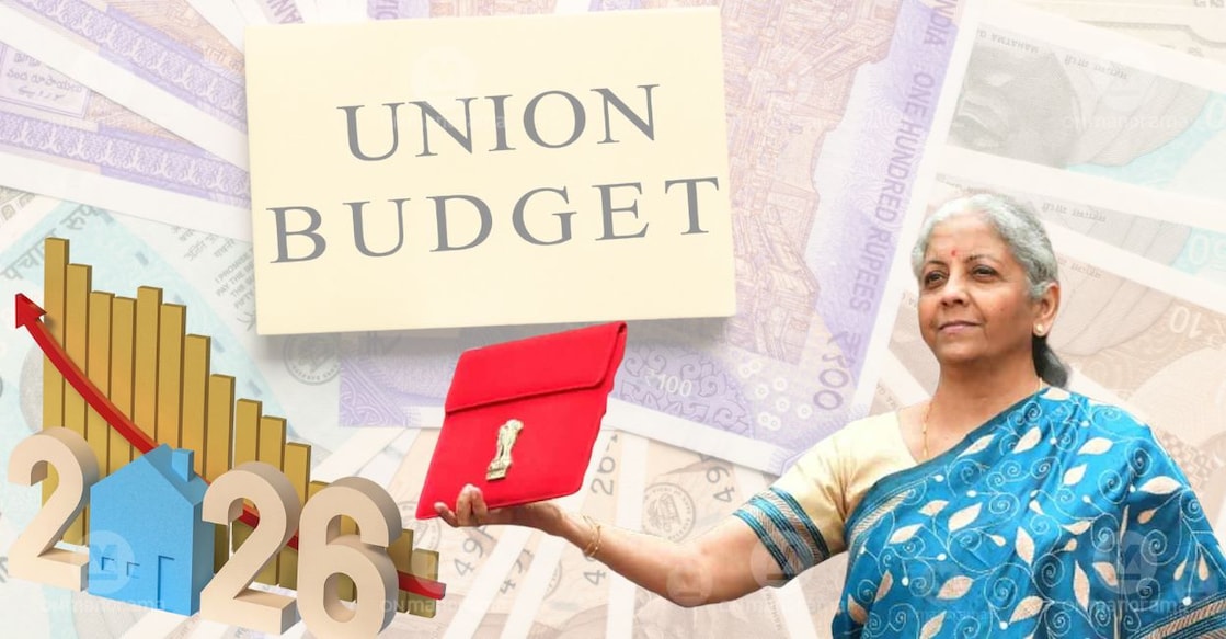 Nirmala Sitharaman holding the budget document. Photo: Canva