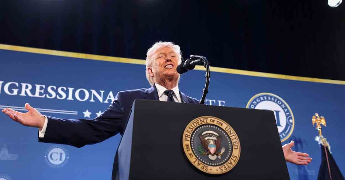 US President Donald Trump addresses members of the Republican Party at Trump National Doral Miami in Florida on Monday. Photo: Reuters
