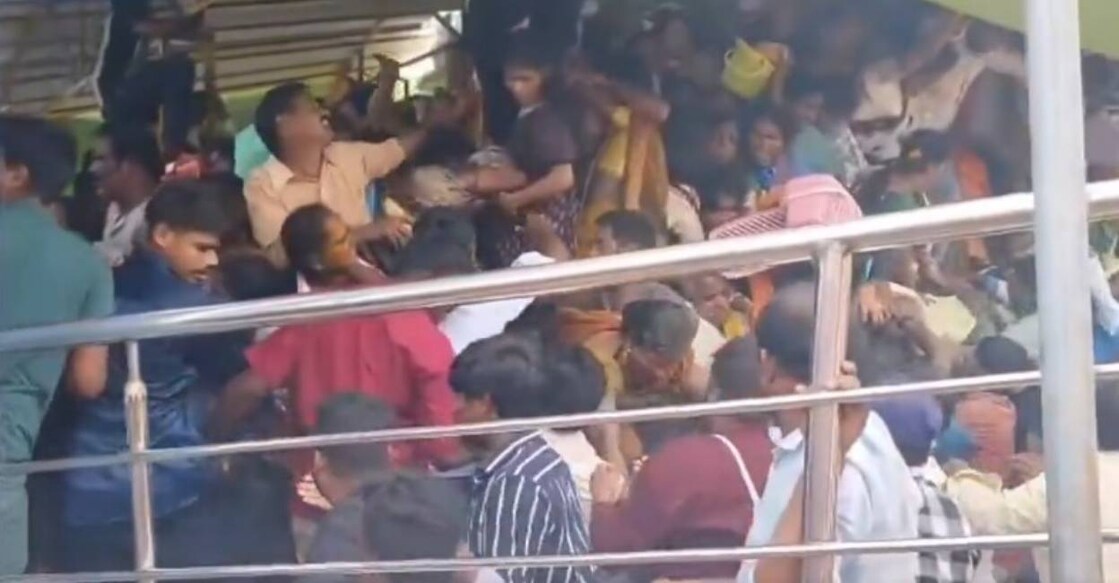 Heavy rush in Venkateswara Swamy temple in Kasibugga. Photo: Screengrab/ PTI Video