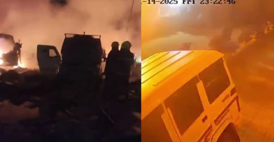 A view of the explosion at the police station in Sri Nagar. Photo: Screengrab/ Manorama News