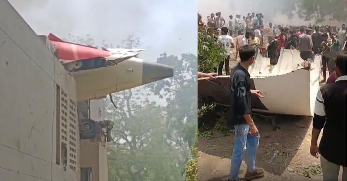 Ahmedabad plane crash The crashed Air India Boeing aircraft, lodged into a building near the airport. Photo: Special Arrangement